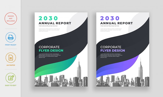 Modern city corporate annual report flyer design template