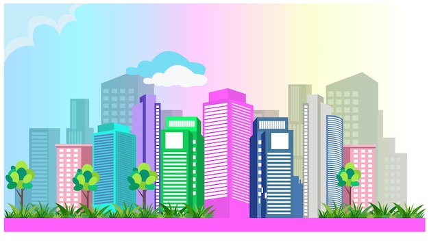 Modern city landscape Vector Illustrations Design element art paint watercolour vector