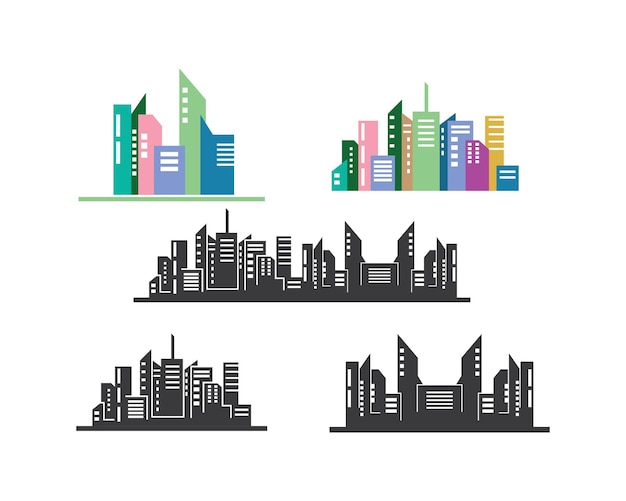 Modern city skyline vector landscape illustration