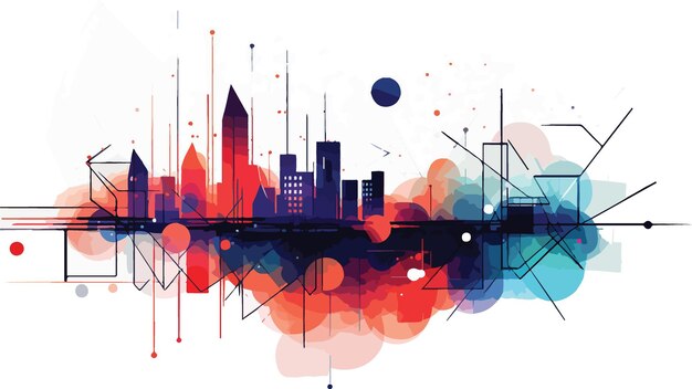 Vector modern city skyline with color buildings and reflections business travel and tourism concept vector