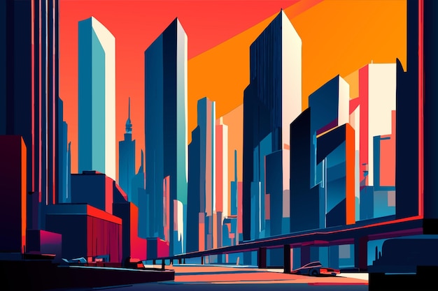 Vector a modern cityscape with skyscrapers vector illustration