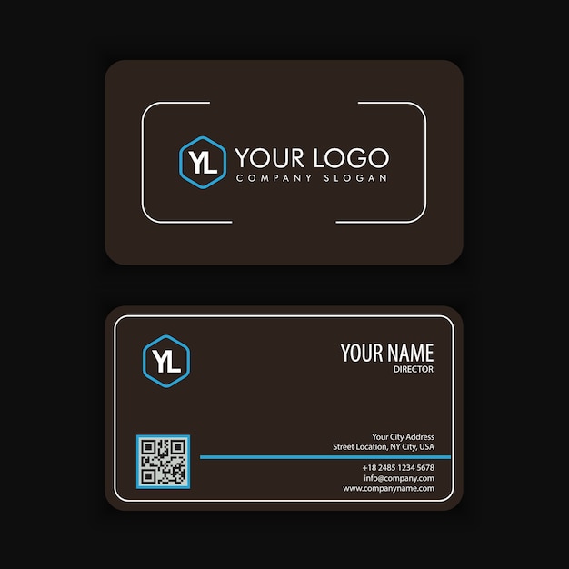 Modern and Clean Business Card  with blue dark color