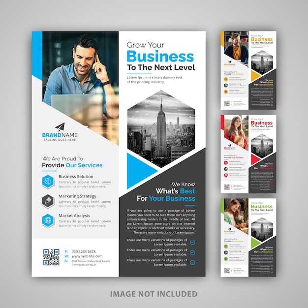 Modern Clean Corporate Business Flyer Design Template Layout with Creative Shapes