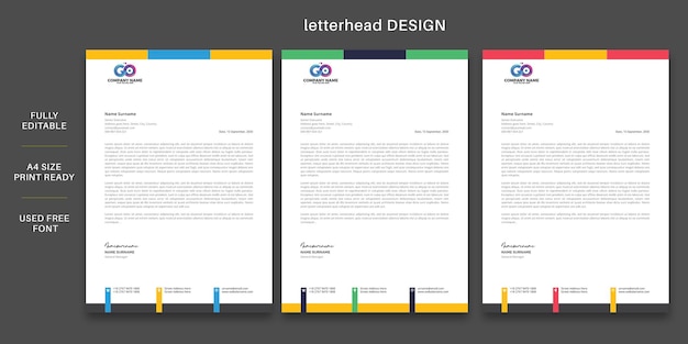 Modern clear business letterhead template design layout with graphic printready background