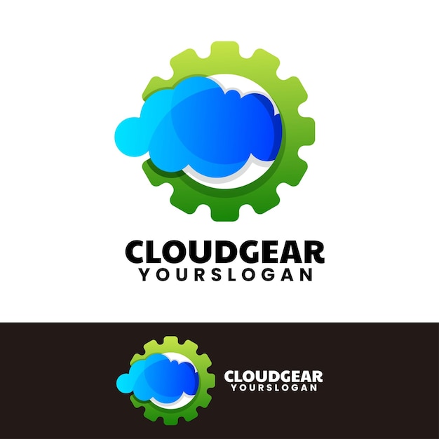 Modern cloud and gear gradient logo design