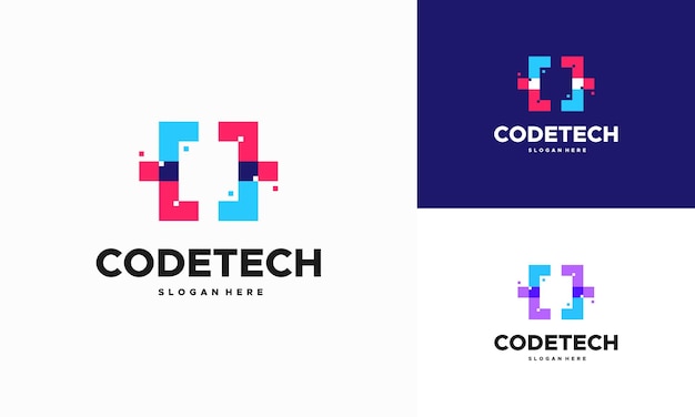 Modern Coding logo designs concept vector, Programmer Technology logo icon vector