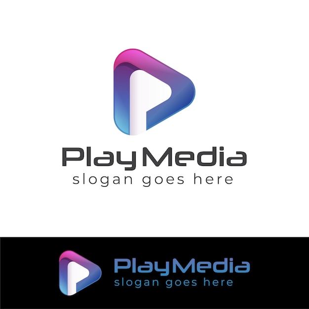 Modern color logos of Play media with letter P