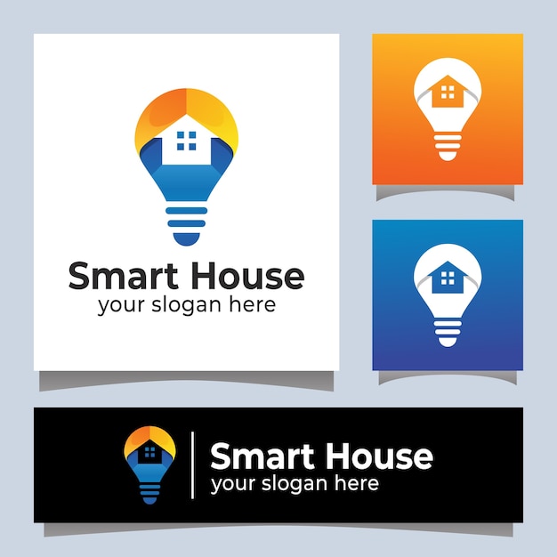 Modern color smart house electric logo design