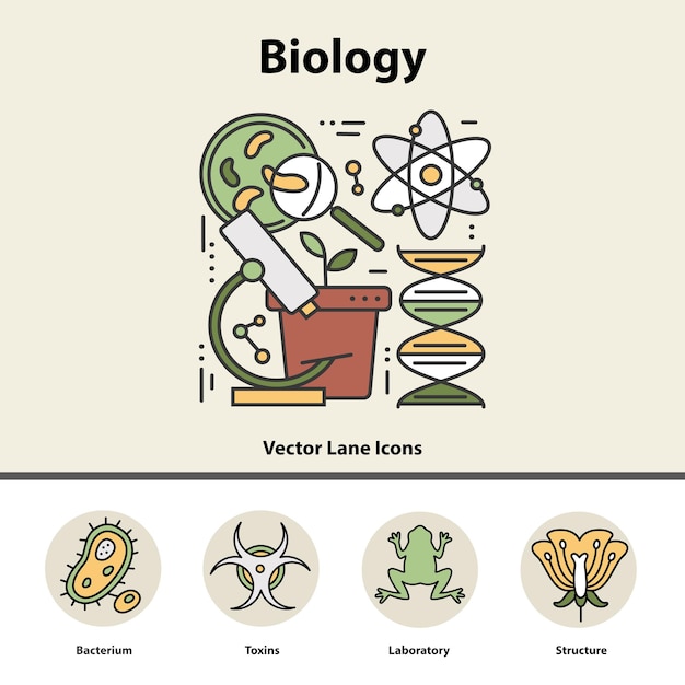 Modern color thin line concept of biology