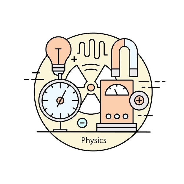 Modern color thin line concept of physics