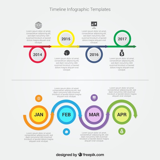 Modern colored infographic timeline 