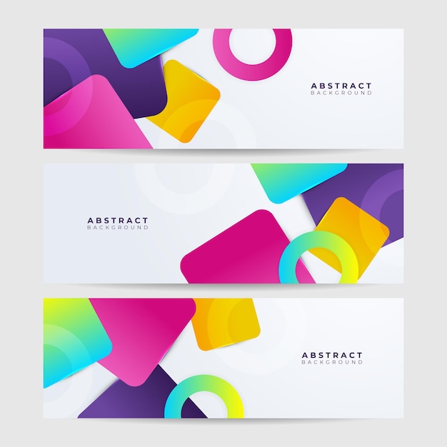 Modern colorful abstract geometric banner background Tech banner design with square triangle circle and geometric shapes Vector abstract graphic design banner pattern background template