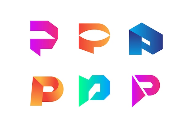 Modern colorful abstract letter p logo collection