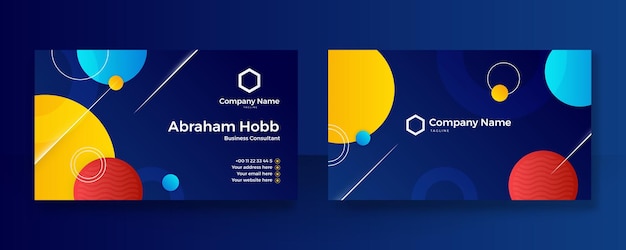 Modern colorful blue yellow business card design template background in corporate style