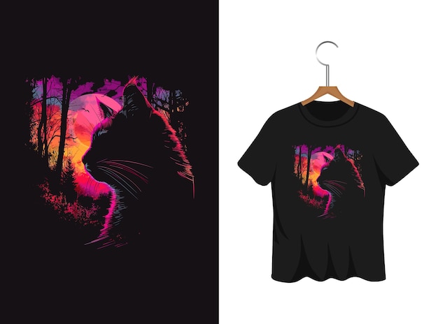 Vector modern colorful cat t shirt design