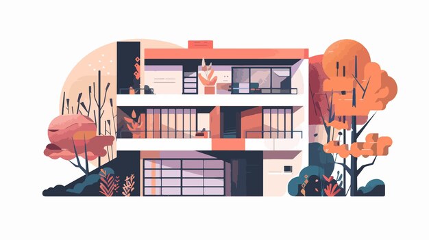 Vector modern colorful flat vector residential house illustration