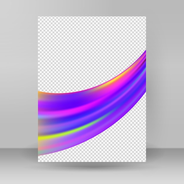 Modern colorful flow poster Wave Liquid shape in rainbow color reflects flare background