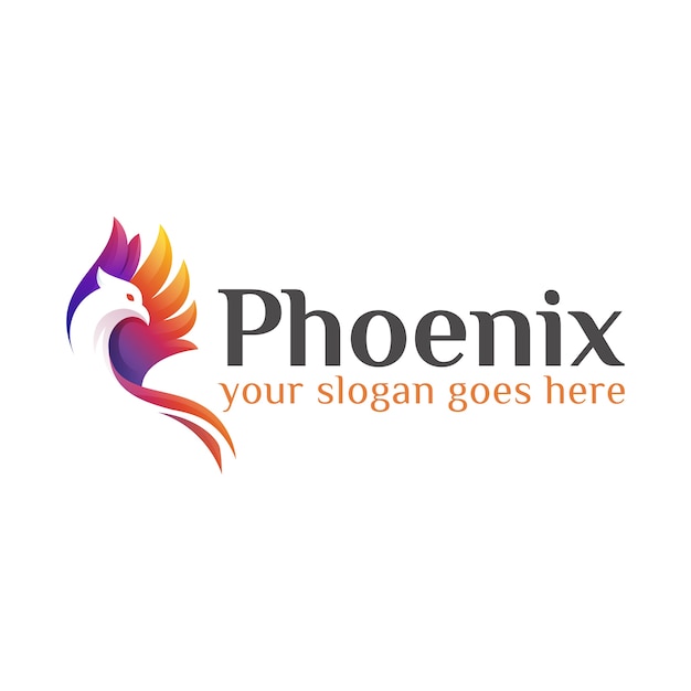 Modern colorful fly phoenix or eagle logo design template