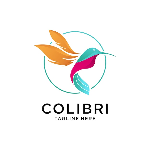 Modern colorful hummingbird logo Premium Vector