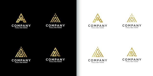 Modern colorful monogram letter A logo collection for company