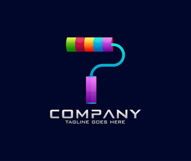 Modern and Colorful paint roller logo design