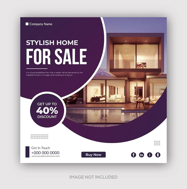 Modern colorful Real estate house property social media post or square banner design template