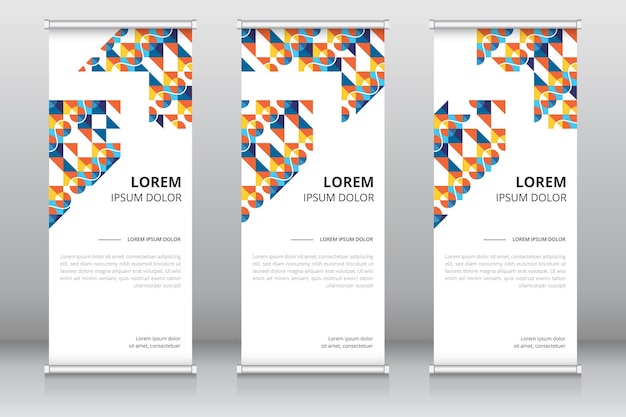 Vector modern and colorful roll up banner template or vertical signboard template