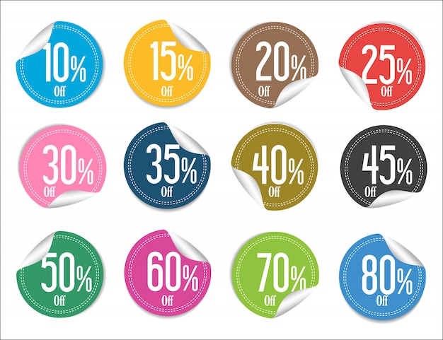 Modern colorful sale stickers collection