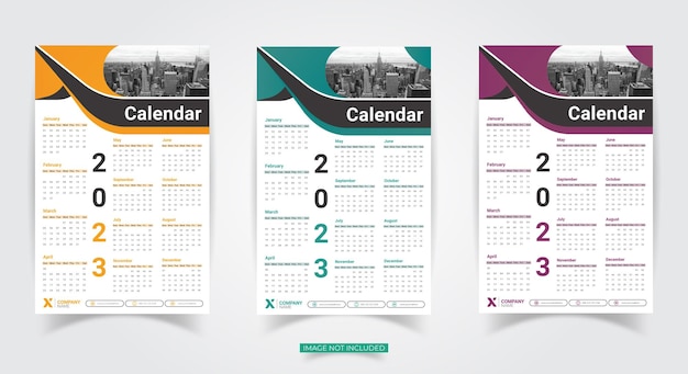 Modern colorful simple business wall calendar 2023 design template Free Vector