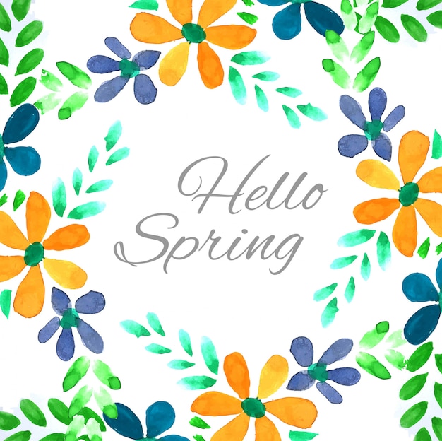 Modern colorful spring floral watercolor background