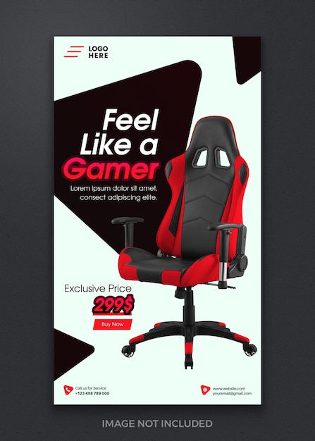 Modern Comfort Gaming chair social media post template promotion banner design