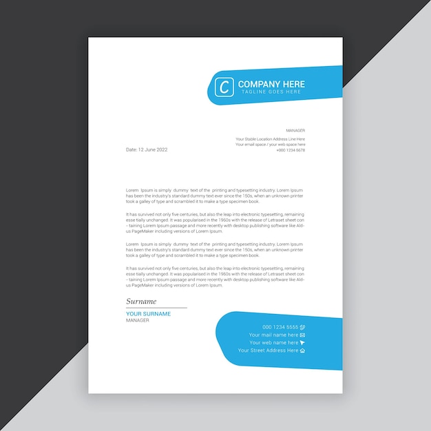 Modern company or business letterhead vector template