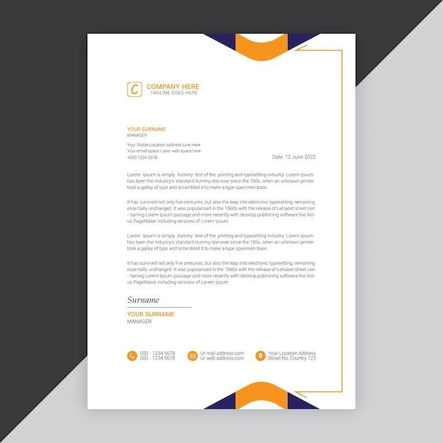 Modern company or business letterhead vector template