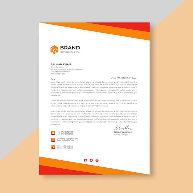 Modern company letterhead design Premium Vector