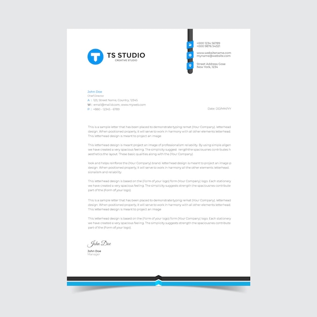 Modern company letterhead design template