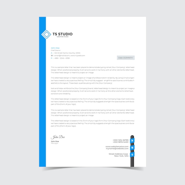 Modern company letterhead design template