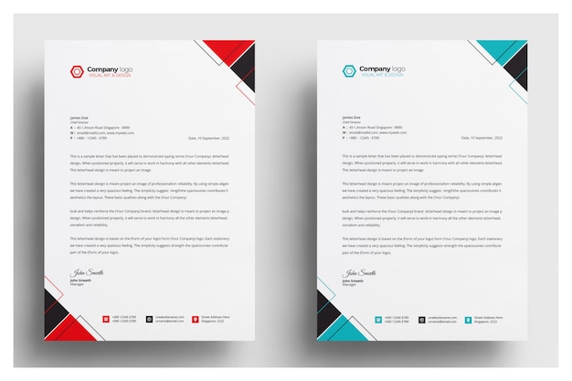 Modern company letterhead with various colors