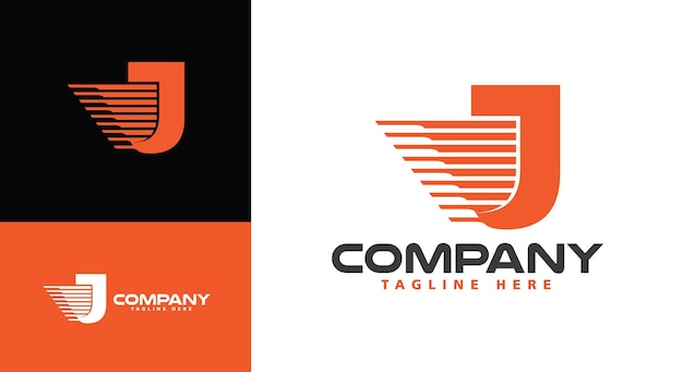 Modern company logo letter J Express for logistics, delivery, travel, shuttle, travel etc.