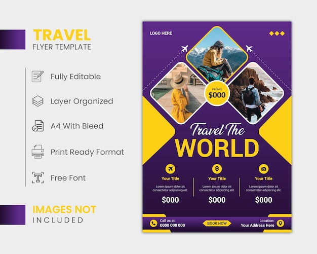 Modern company tours travel flyer design Summer Holiday Tourism Brochure Template