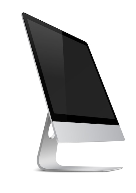 Modern computer monitor display with black screen and shadows