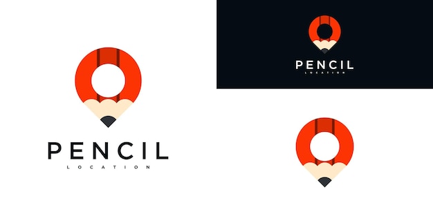 Modern concept pencil and pin logo design Premium Vector