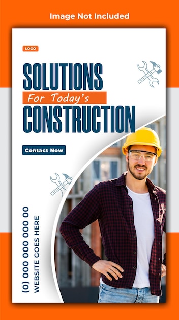 Vector modern construction ads instagram story template design