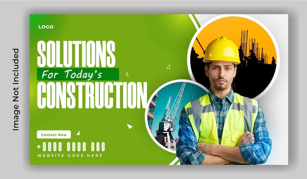 Modern Construction Ads Web Banner Template Design