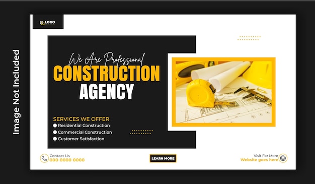 Vector modern construction ads web banner template design