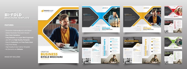 Modern Corporate Business Bifold Brochure Template Clean Design