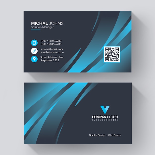 Modern corporate business card template with modern, Creative visit card with blue details