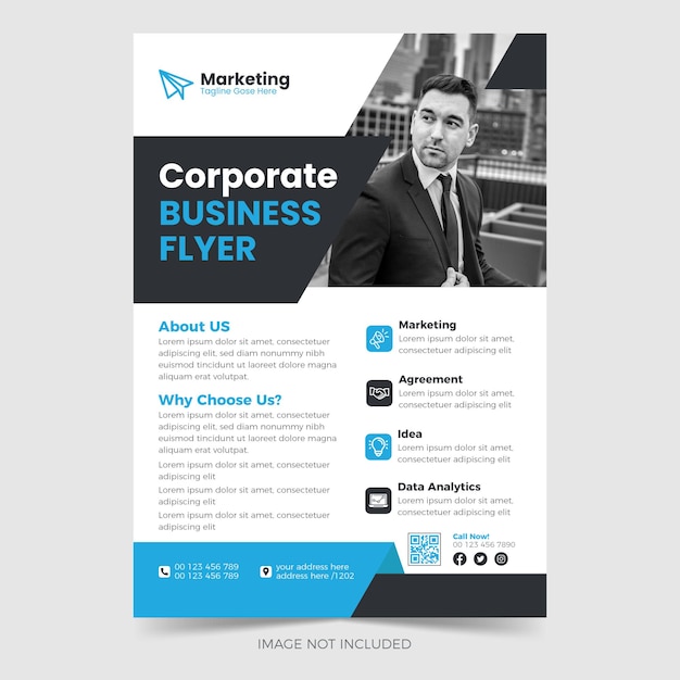 Modern Corporate business flyer design or business leaflet brochure design template Premium Vector