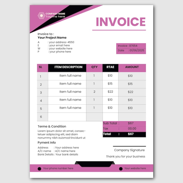 Modern corporate business invoice template design