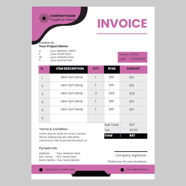 Modern corporate business invoice template design