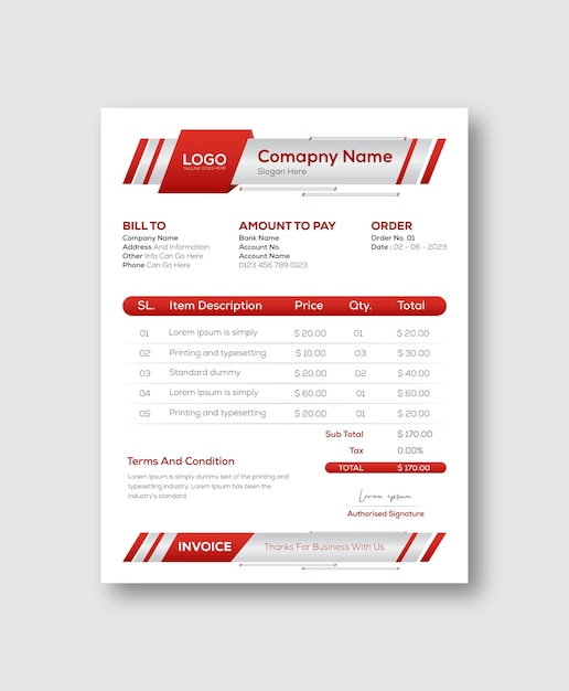 Modern corporate business invoice template